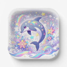 Unterhalb der Delphin-Babydusche Pappteller