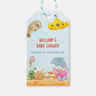 Unterhalb der maritimen Babydusche Geschenkanhänger