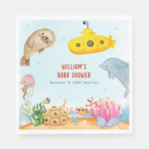 Unterhalb der maritimen Babydusche Serviette