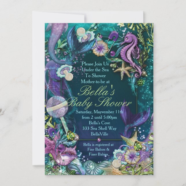 Unterhalb der Sea Baby Shower Einladungen (Vorderseite)