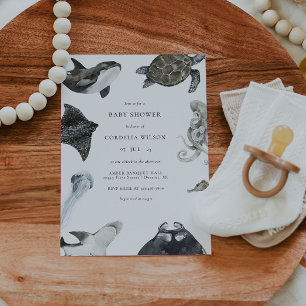 Unterhalb der Sea Creature Baby Shower Einladung