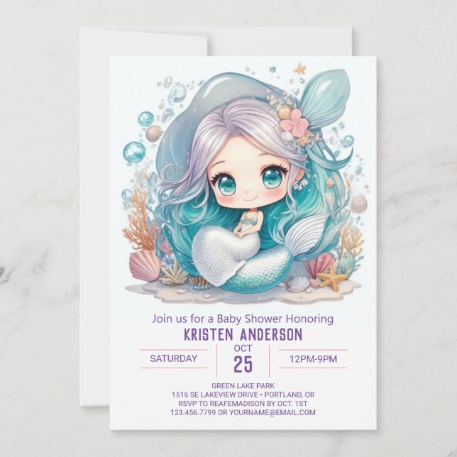 Unterhalb der Sea Serenity Baby Dusche Einladung (Vorderseite)