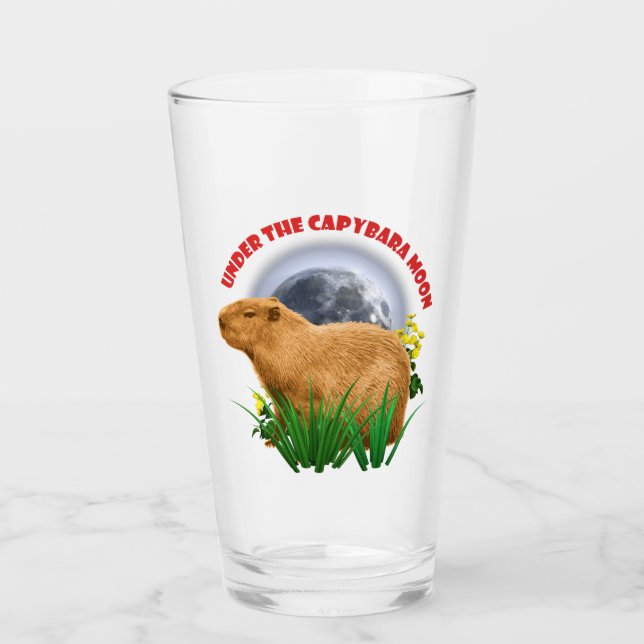Unterhalb des Capybara Moon Funny Capybara Glas (Vorderseite)