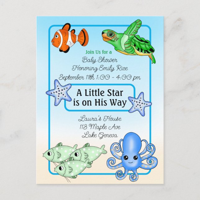 Unterhalb des Meeres | Baby Sea Creatures Baby Sho Postkarte (Vorderseite)