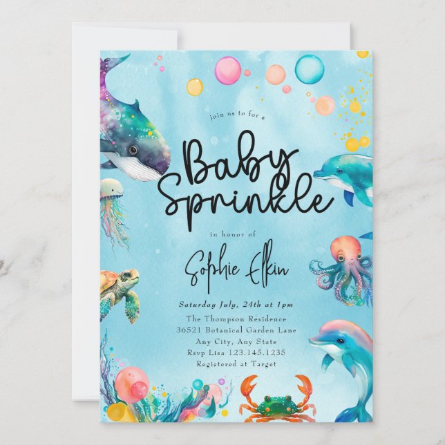 Unterhalb des Meeres | Baby Sprinkle Einladung (Vorderseite)
