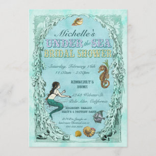 Unterhalb des Meeres Mermaid Bridal Dusche Einladu Einladung