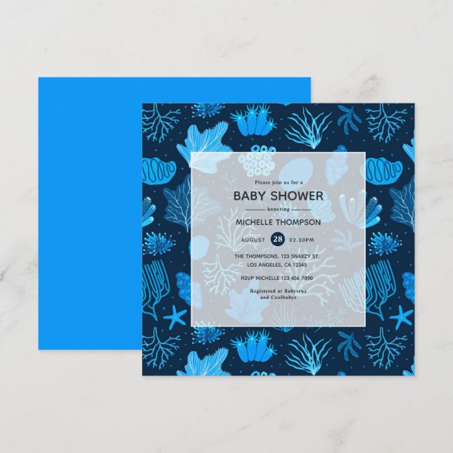 Unterhalb des Meeres Nautical Baby Shower Einladung (Vorne/Hinten)
