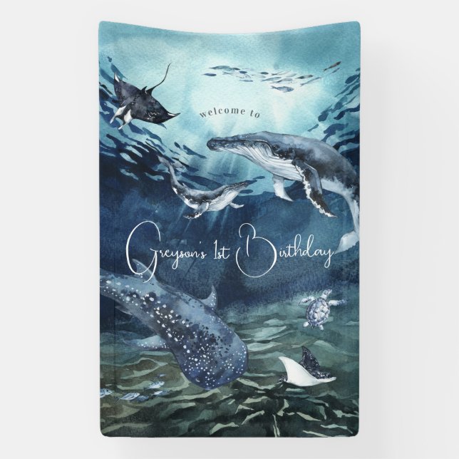 Unterhalb des Meeres | Ocean Birthday Party Willko Banner (Vertikal)