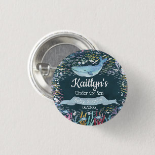 Unterhalb des Meeres Ocean Themed Baby Dusche Button