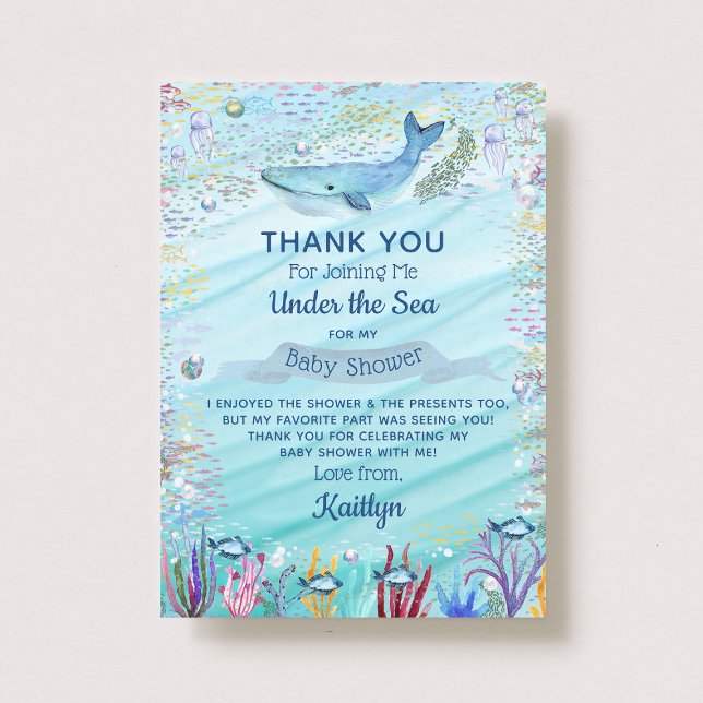 Unterhalb des Meeres | Ocean Themed Baby Dusche Dankeskarte (Von Creator hochgeladen)