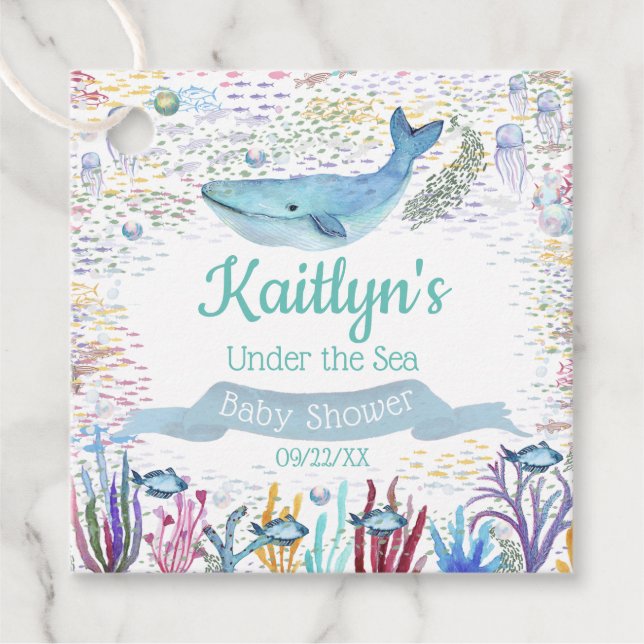 Unterhalb des Meeres | Ocean Themed Baby Dusche Geschenkanhänger (Vorderseite)