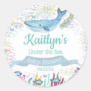 Unterhalb des Meeres   Ocean Themed Baby Dusche Runder Aufkleber