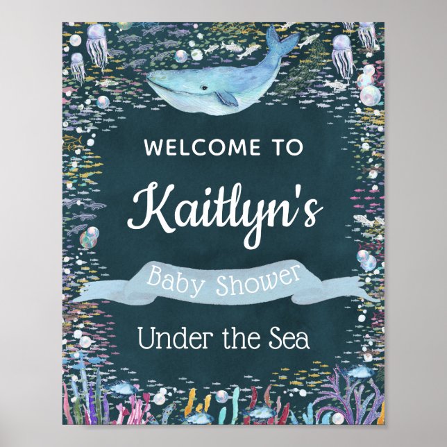 Unterhalb des Meeres | Ocean Themed Baby Dusche Wi Poster (Vorne)