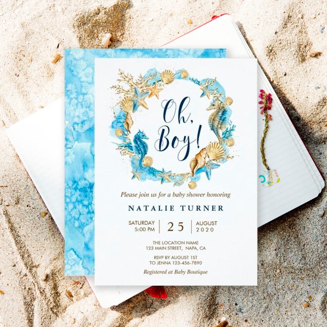 Unterhalb des Meeres | Oh Boy Baby Shower Einladun Einladung (Von Creator hochgeladen)