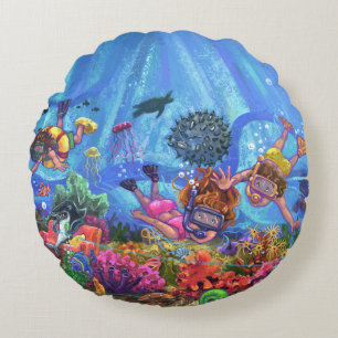 Unterhalb des Meeres Rundes Kissen