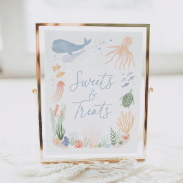 Unterhalb des Meeres unterzeichnen Süßigkeiten und Poster