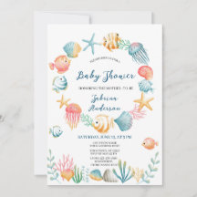 Unterhalb des Meeres Wasserfarben Babydusche Einla