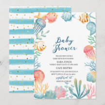 Unterhalb des Meeres Wasserfarben Babydusche Invi