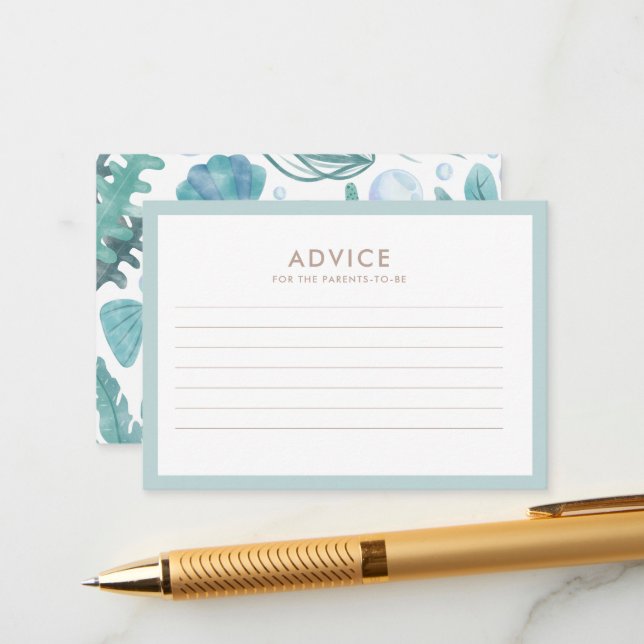 Unterhalb des Meeres Wasserfarbendusche Hinweiskarte (Vorderseite/Rückseite Beispiel)