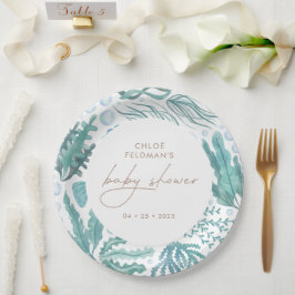 Unterhalb des Meeres Wasserfarbendusche Pappteller