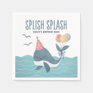 Unterhalb des Meeres   Watercolor Whale Balloons G Serviette