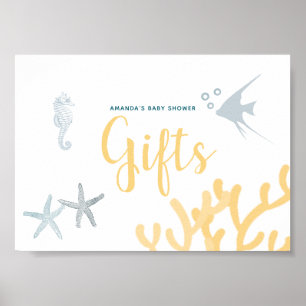 Unterhalb des Ozeans Schild mit Babyduschgeschenke