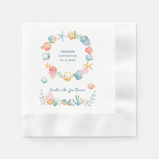 Unterhalb des Ozeans Wasserfarbene Babydusche Serviette (Vorderseite)