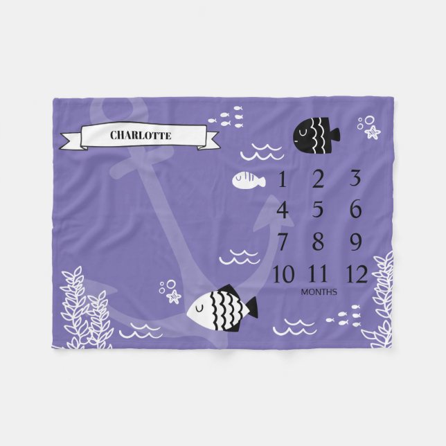 Unterhalb des Sea Baby Meilenstein Fleecedecke (Vorderseite (Horizontal))