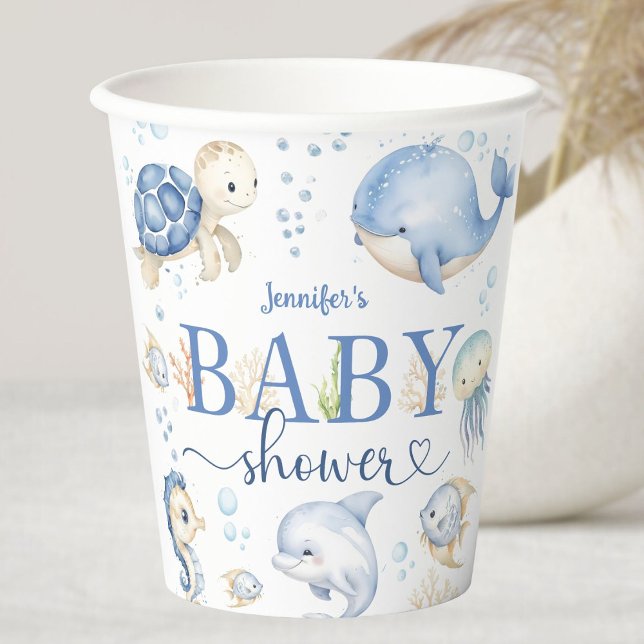 Unterhalb des Sea Baby Shower Blue Ocean Pappbecher (Von Creator hochgeladen)