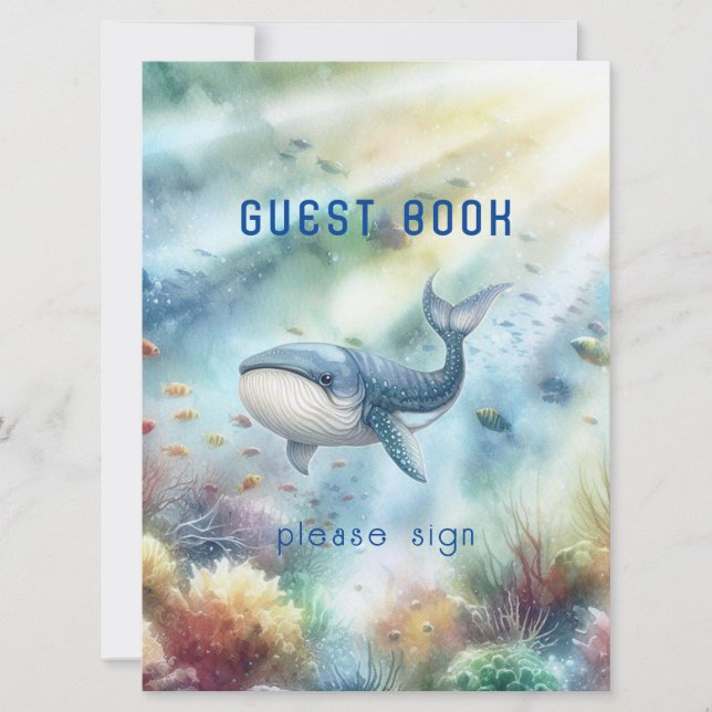 Unterhalb des Sea Baby Shower Gästebuch-Schildes (Vorderseite)