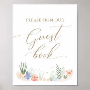 Unterhalb des Sea Baby Shower Gästebuch-Schildes Poster