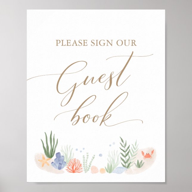 Unterhalb des Sea Baby Shower Gästebuch-Schildes Poster (Vorne)