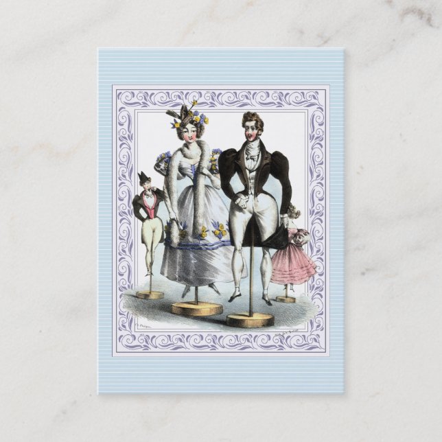 Unterhaltende Vintage französische Mode-Familie Visitenkarte (Vorderseite)