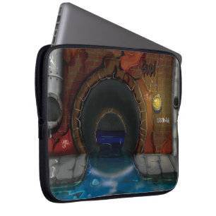 Unterirdische Abwasserkanal-Tunnel-Cartoon Laptopschutzhülle
