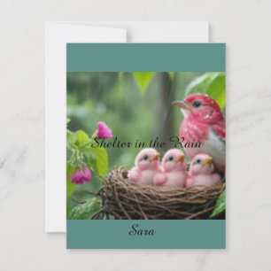 Unterkunft im Regen - Ein Grosbeak der Rose RSVP Karte