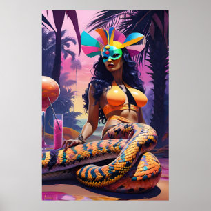 Unterkunft in den serpentinen Gewässern Poster