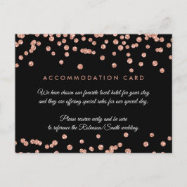 Unterkunft Rose Gold Glitzer Confetti Black Postkarte