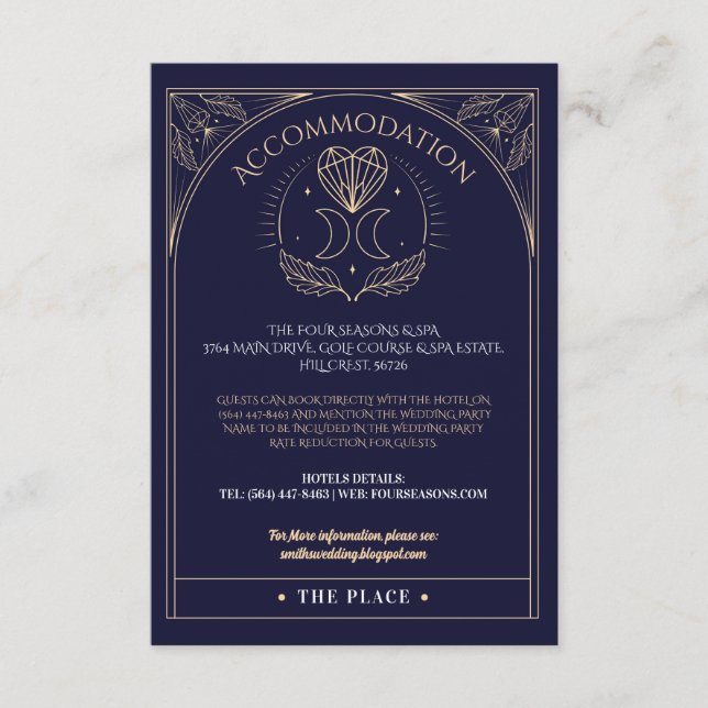 Unterkunft Tarot Mondkristalle Hochzeit Herz Begleitkarte (Vorderseite)