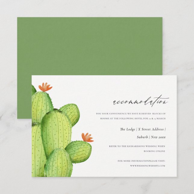 UNTERKUNFT WASSERCOLOR DESERT CACTUS BLUME EINLADUNG (Vorne/Hinten)