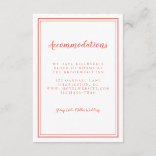 Unterkünfte Einfache Korallenhochzeit Minimalistis Begleitkarte