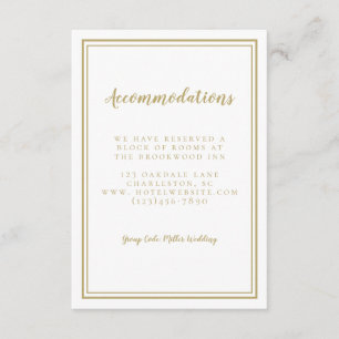 Unterkünfte Einfache schicke Golddetails Hochzeit Begleitkarte