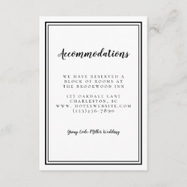 Unterkünfte mit einfachem Schwarz-Weiß-Brautschiff Begleitkarte