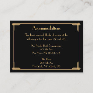 Unterkunftskarten für schwarze Hochzeiten Begleitkarte