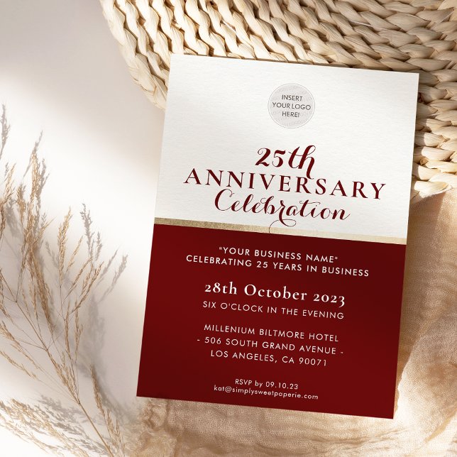UNTERNEHMEN ANNIVERSARY elegantes Business Maroon  Einladung (Von Creator hochgeladen)