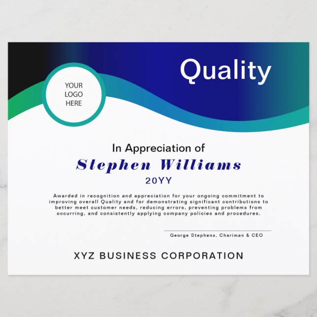Unternehmen | Company Business Quality Award (Vorderseite)