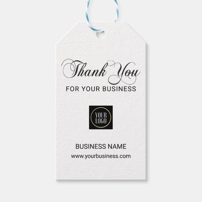 Unternehmen DANK IHNEN White Black Add LOGO Geschenkanhänger (Vorderseite)