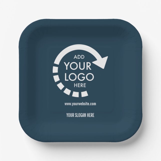 Unternehmen für kundenspezifisches Logo | Navy Blu Pappteller (Vorderseite)