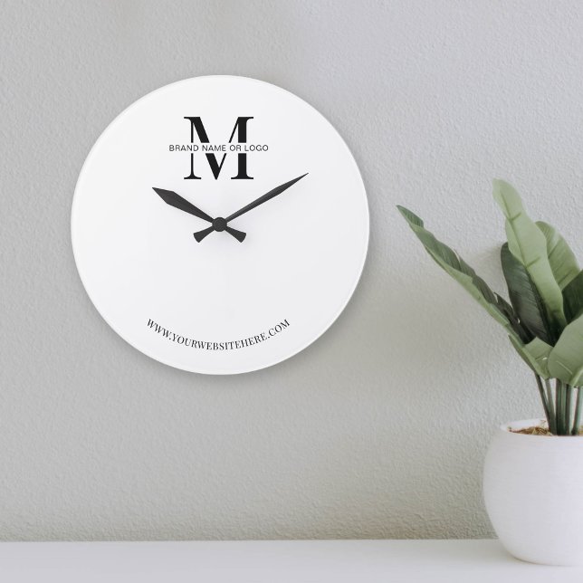 Unternehmen für Minimalistische Firmenlogos Große Wanduhr (Minimalist branded wall clock with space for your monogram or business logo)