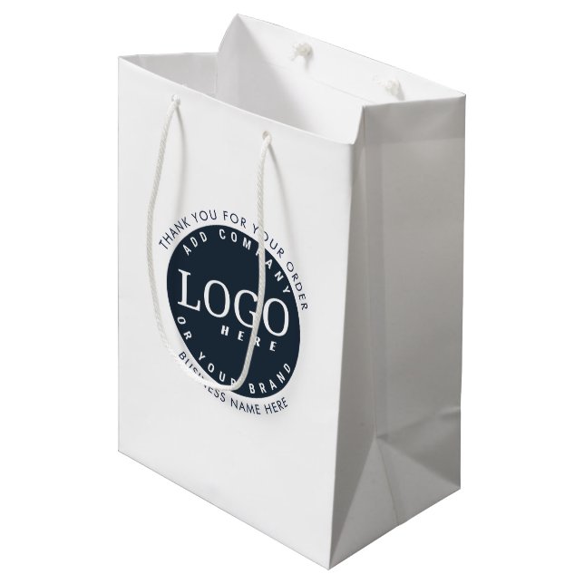 Unternehmen mit benutzerdefiniertem Firmenlogo mit Mittlere Geschenktüte (Vorderseite Schrägansicht)