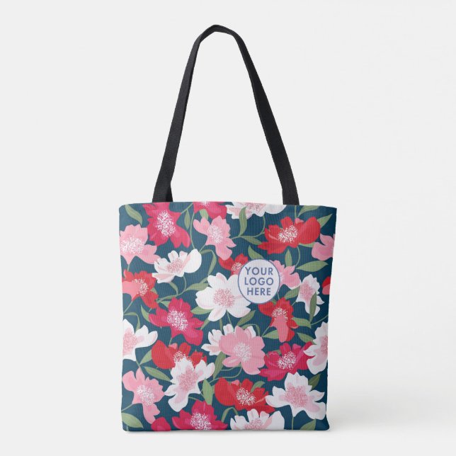Unternehmen mit farbigen Red Floral Pattern Tasche (Rückseite)
